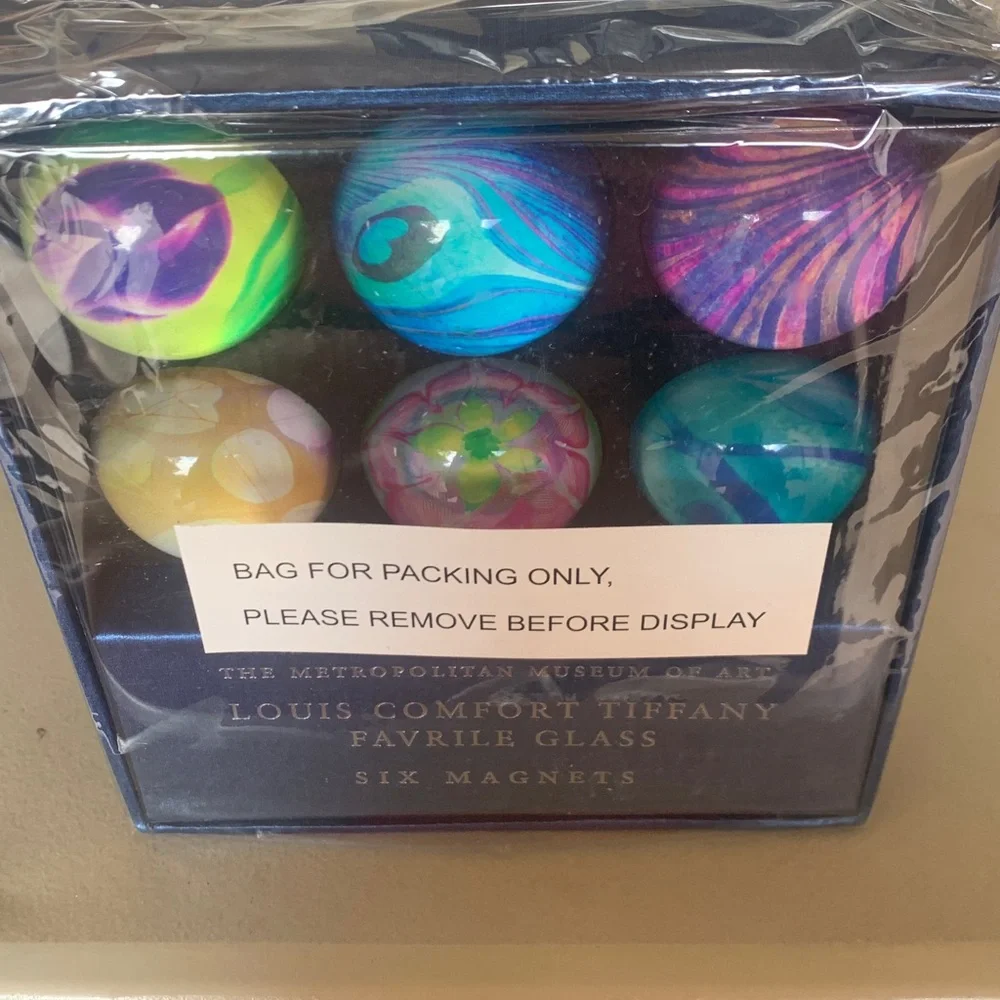 Favrile Glass Colorful Magnet Set - Blue/Green/Purple